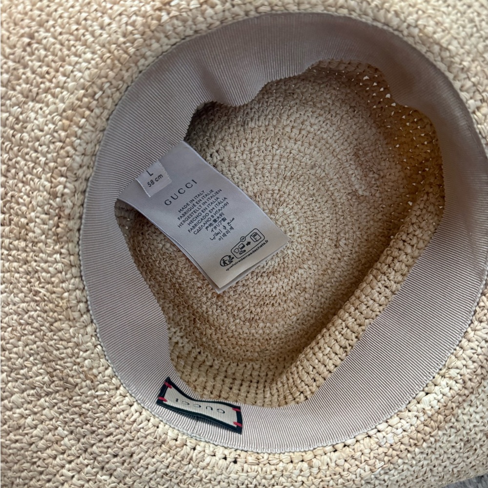 Gucci Straw Boater Hat with Colorful 'GUCCI' Rope Accent - Picture 2 of 3